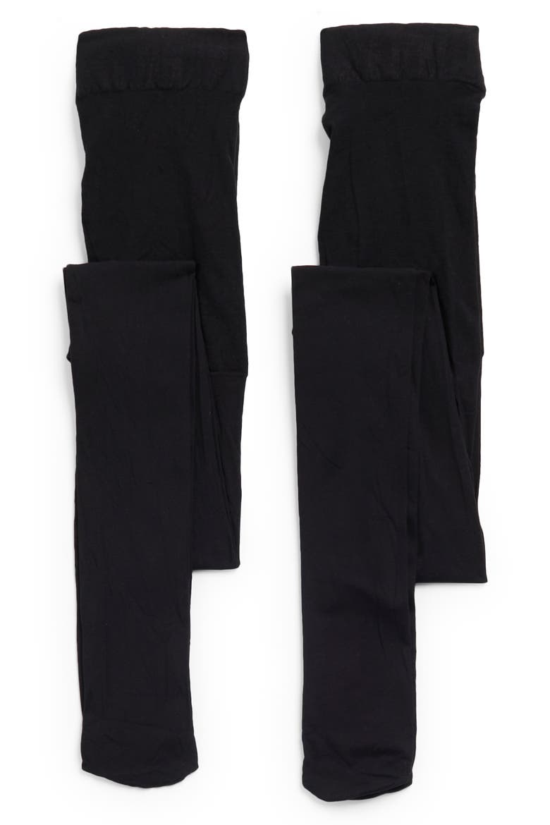 Opaque Control Top Tights - Pack of 2, Main, color, BLACK PACK