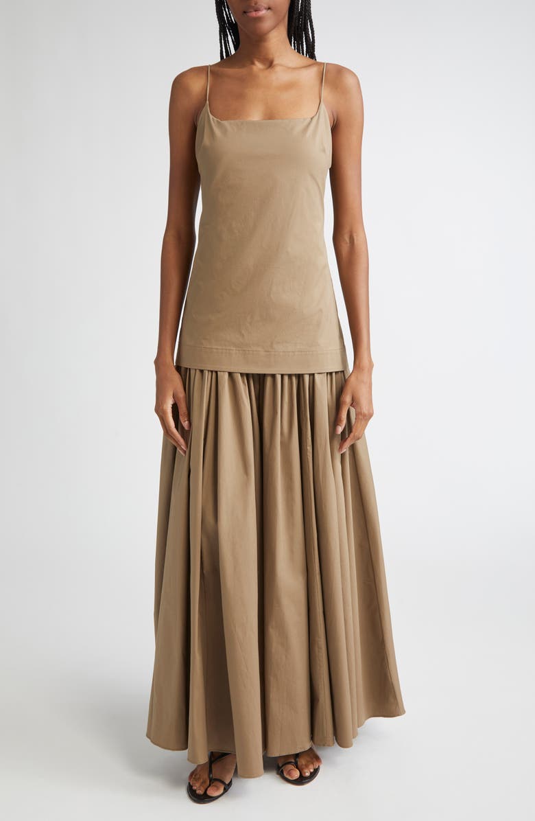STAUD Ari Gathered Sleeveless Maxi Dress, Main, color, 