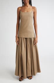 STAUD Ari Gathered Sleeveless Maxi Dress