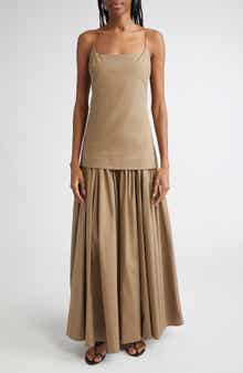 STAUD Ari Gathered Sleeveless Maxi Dress