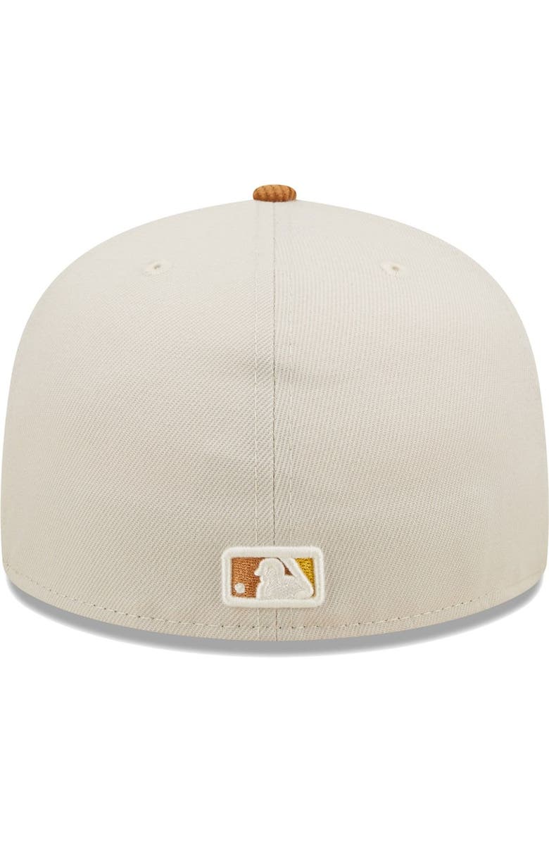New Era Men's New Era Cream/Brown New York Yankees Corduroy Visor 59FIFTY Fitted Hat, Alternate, color, 