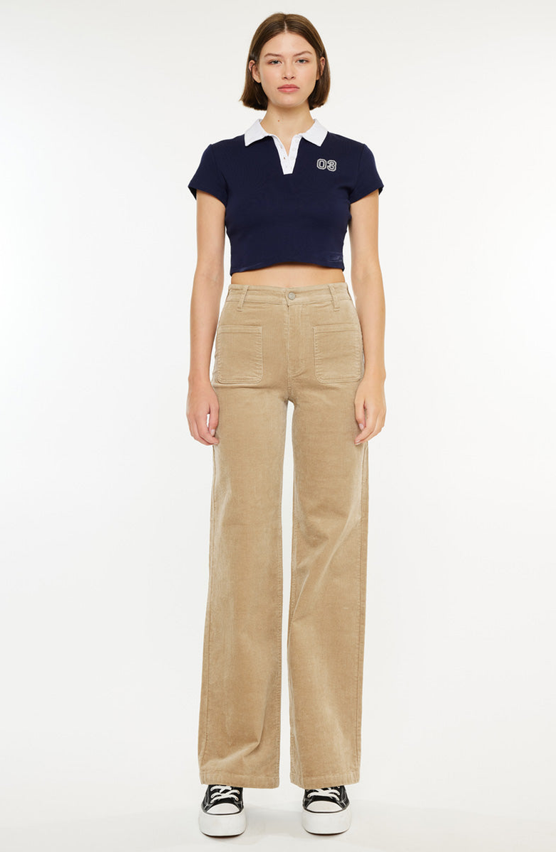KanCan Saturn Ultra High Rise Wide Leg Corduroy Pants, Alternate, color, Beige