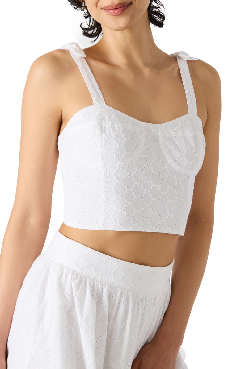 Steve Madden Carlyn Eyelet Bow Shoulder Tank, Main, color, White
