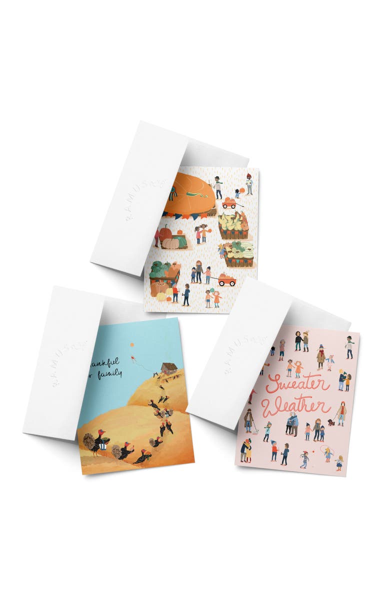Ramus & Co Pumpkin Thanksgiving, Turkey Gathering, Sweater Weather Fall/Autumn Greeting Card Pack Sets, Main, color, Multi-Pack