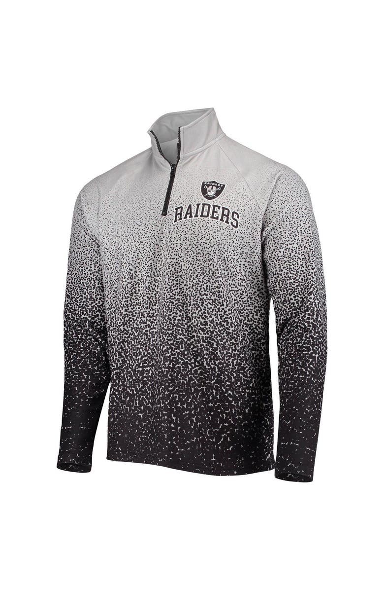 FOCO Men's FOCO Silver/Black Las Vegas Raiders Gradient Raglan Quarter-Zip Jacket, Alternate, color,