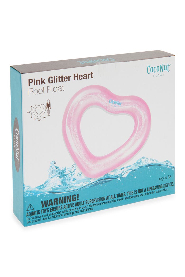 Pink Glitter Heart Pool Float, Main, color, PINK