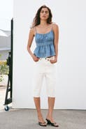 H&M Denim Top With Tie Shoulder Straps