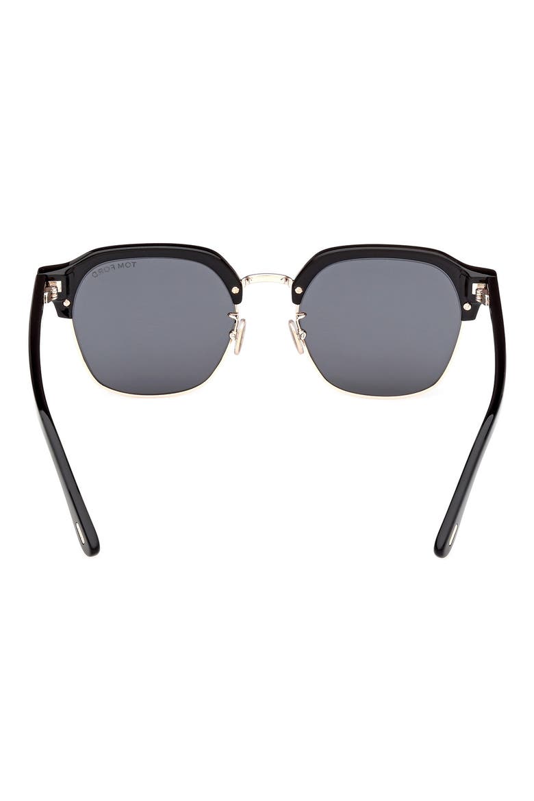 54mm Browline Sunglasses, Alternate, color, SHINY BLACK / SMOKE