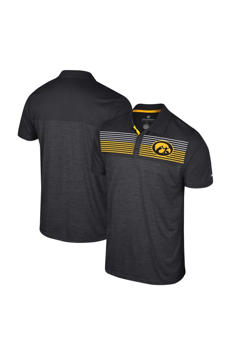 COLOSSEUM Men's Colosseum Black Iowa Hawkeyes Big & Tall Langmore Polo, Alternate, color, 