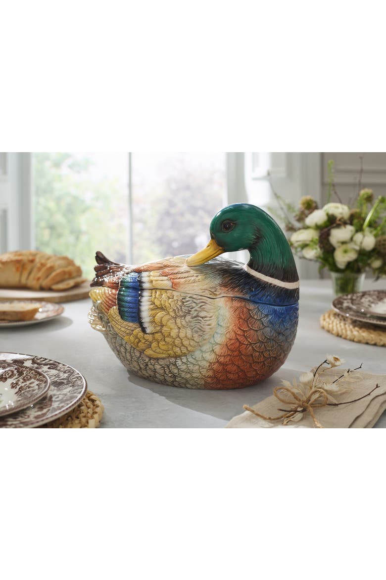 Woodland Mallard Lidded Server, 12", Alternate, color, Brown