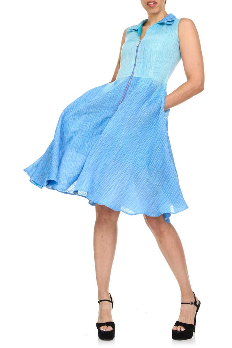 DOUBLE COLLAR OMBRE DRESS, Main, color, BLUE