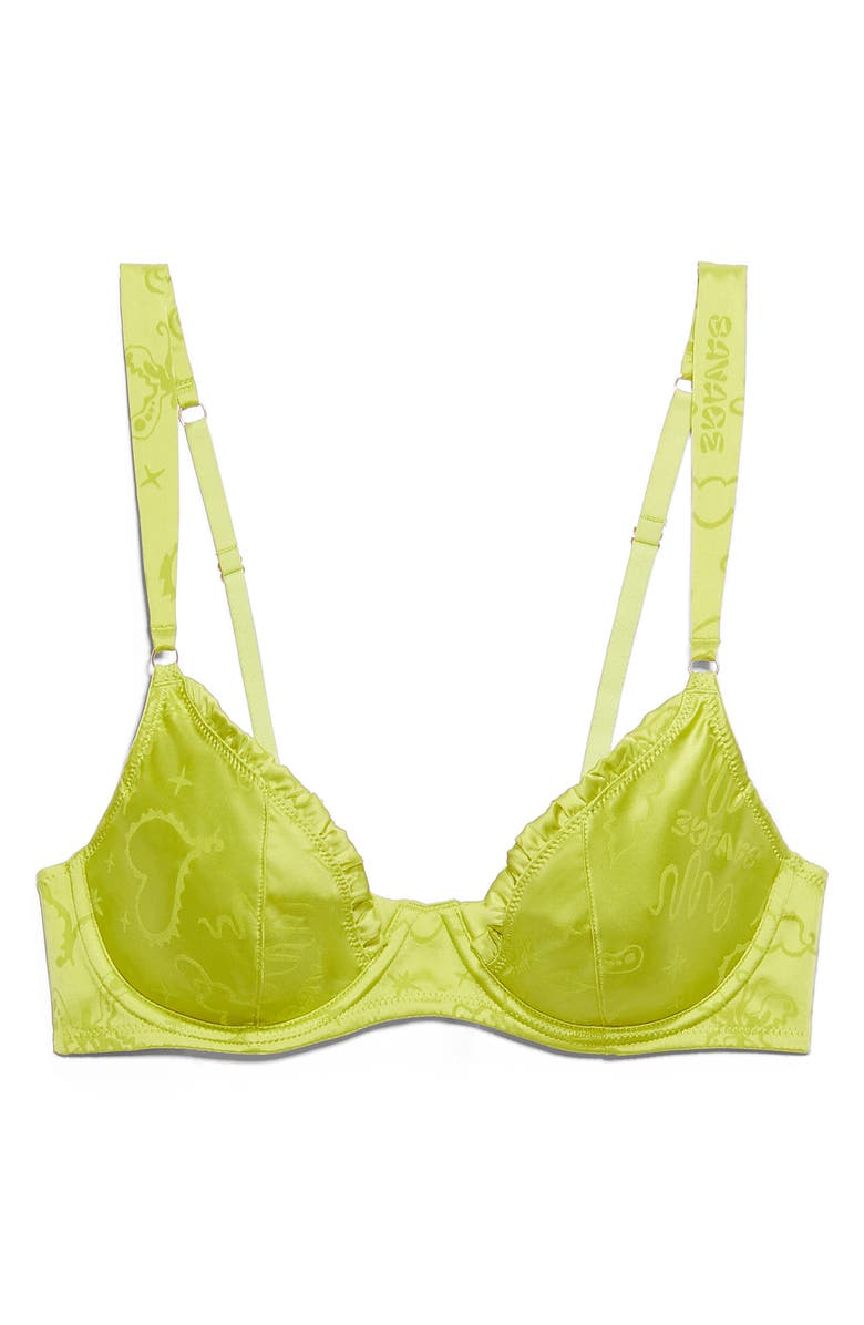SAVAGE X FENTY Heavenly Satin Unlined Balconette Bra, Main, color, Grassy Green Heavenly Musings