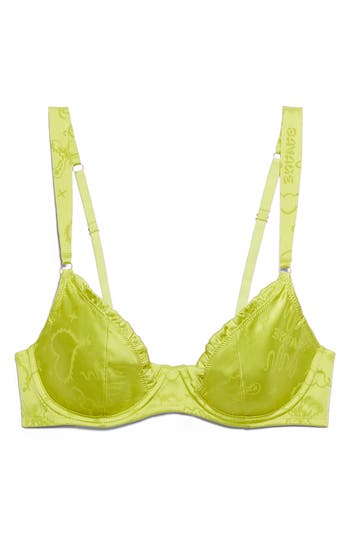 Savage X Fenty Heavenly Satin Unlined Balconette Bra In Green