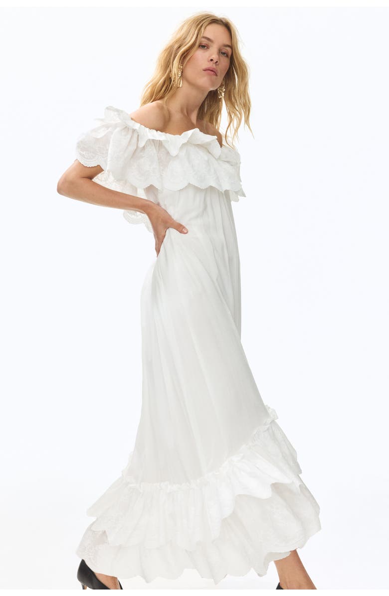 H&M Ruffle-trimmed off-the-shoulder dress, Alternate, color, White