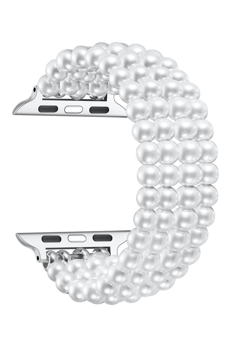 Ariel Imitation Pearl Apple Watch® Bracelet Watchband, Alternate, color, WHITE