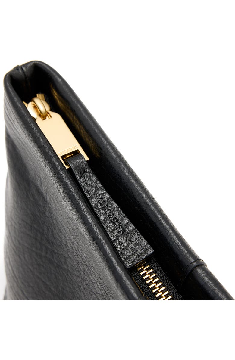 AllSaints Hex Grained Leather East/West Pouch, Alternate, color, Black