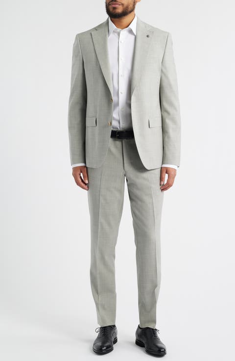 Esprit Contemporary Fit Light Grey Mélange Stretch Wool Suit