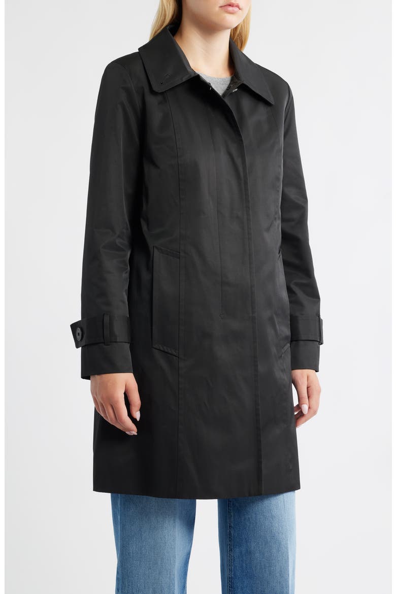 Short Raincoat with Scarf, Alternate, color, BLACK