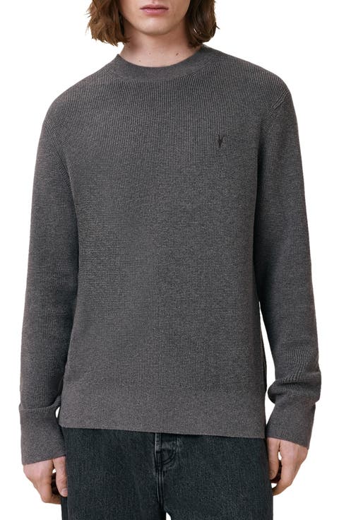 Oversize Cotton & Wool Waffle Crewneck Sweater