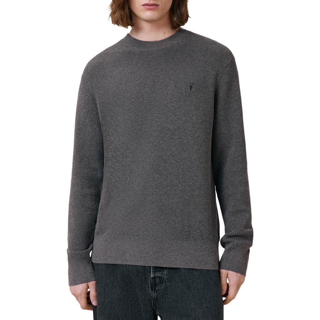 Allsaints Mens Moon Grey Aspen Logo-embroidered Cotton And Wool-blend Jumper Xl In Monument Grey