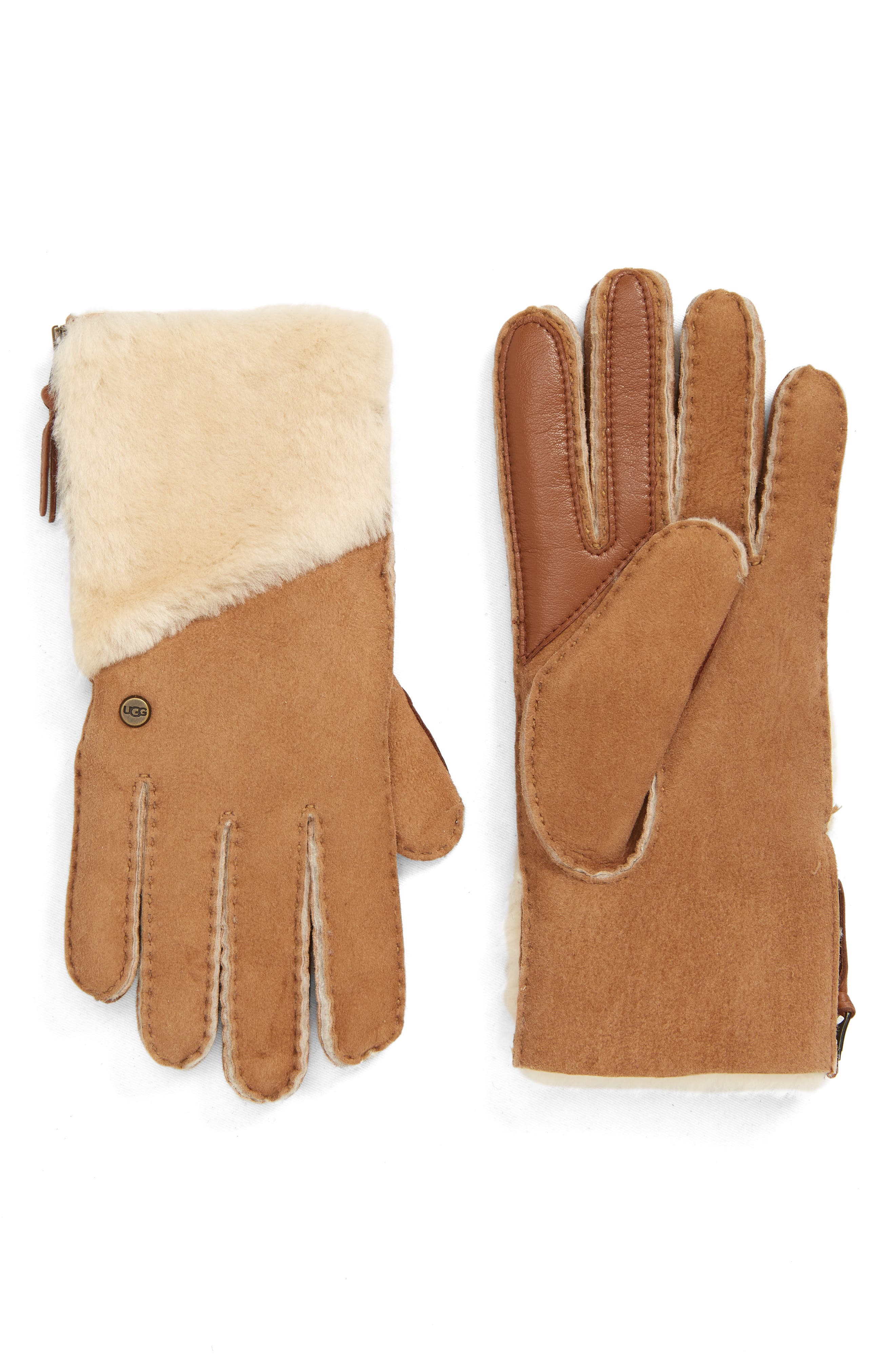 UGG® Zip Genuine Shearling Gloves