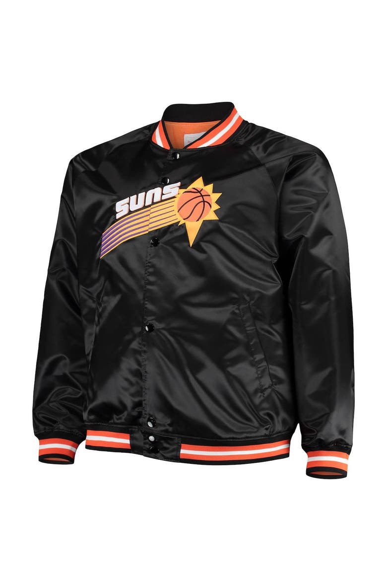 Men's Mitchell & Ness Black Phoenix Suns Big & Tall Hardwood Classics Raglan Satin Full-Snap Jacket, Alternate, color, Black