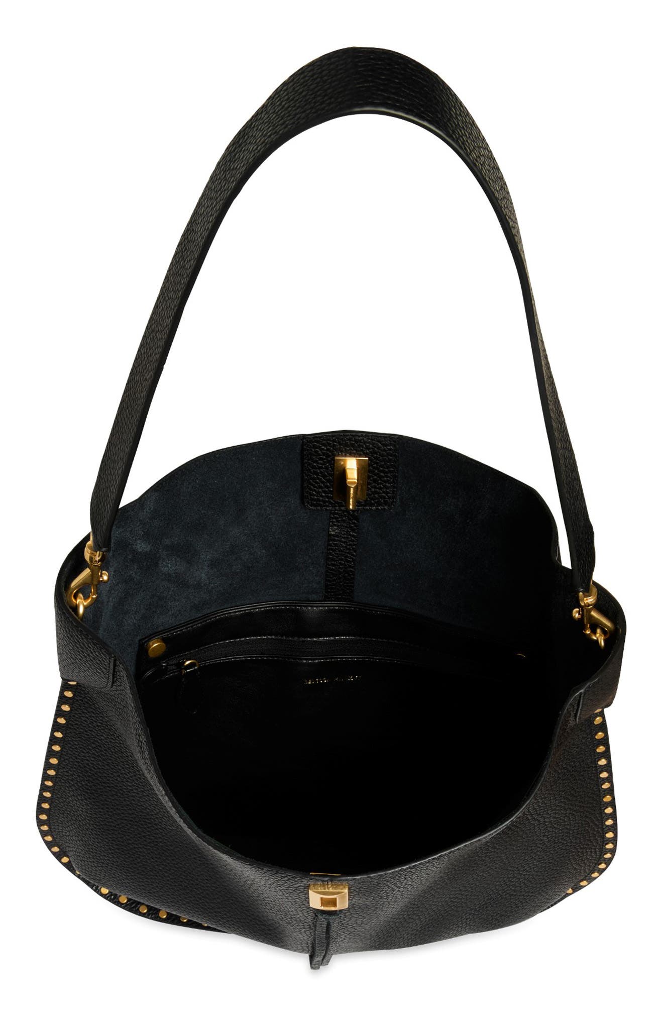 Rebecca Minkoff Darren Slim Pebble Leather Hobo, Alternate, color, Black
