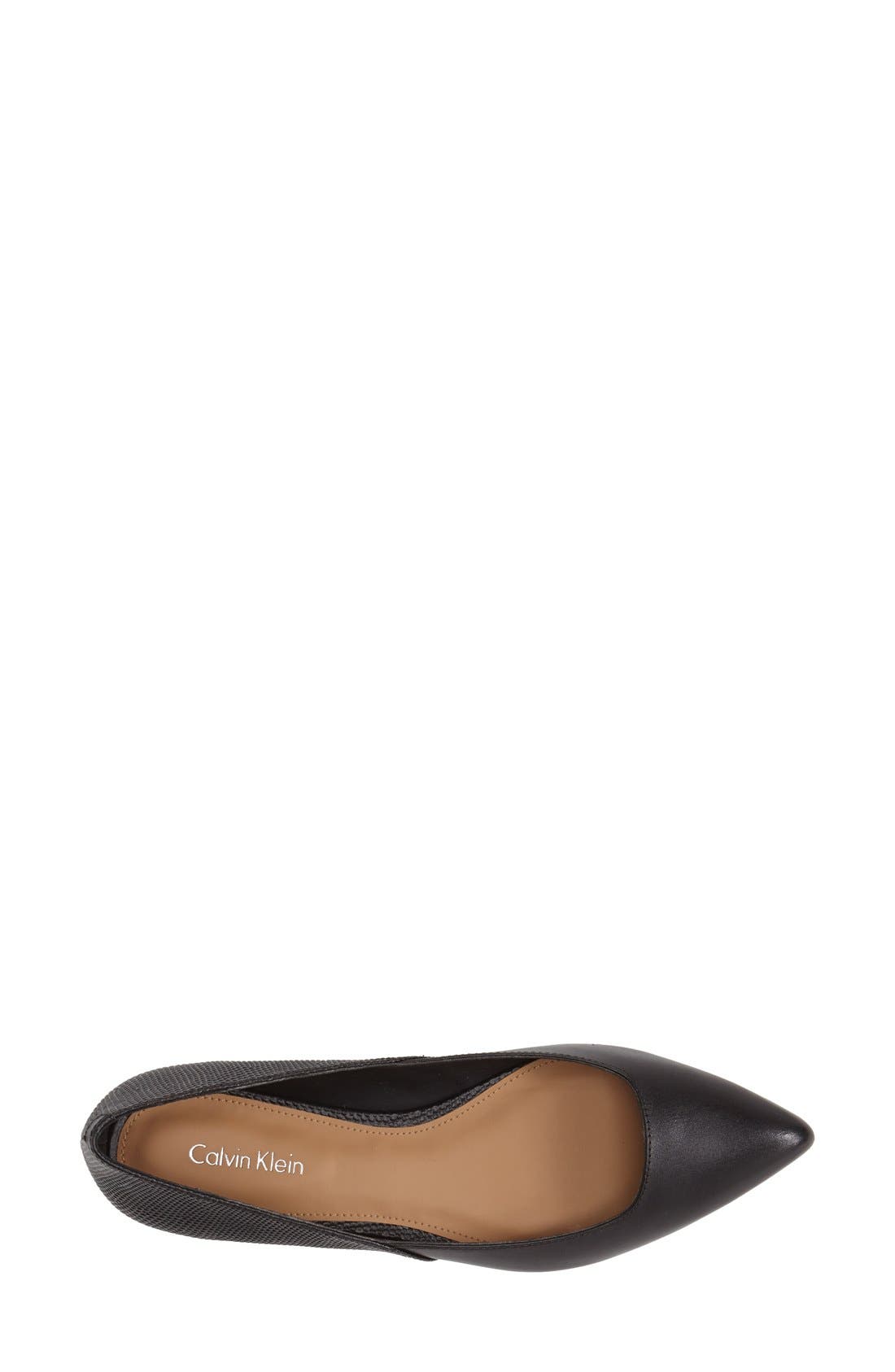 'Galice' Pointy Toe Leather Ballet Flat, Alternate, color, BLACK/ BLACK