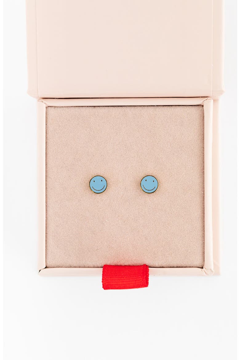 Smile Stud Earrings, Alternate, color, Blue