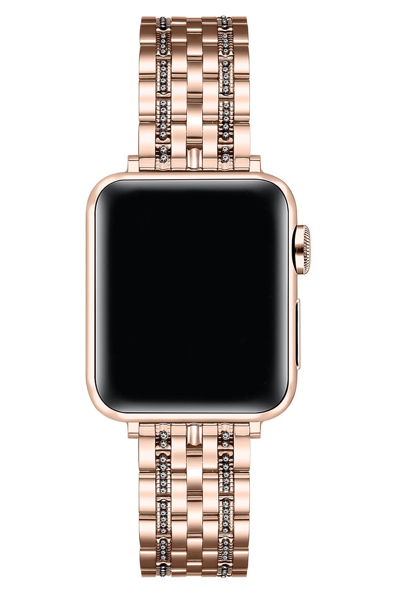 Remy Rhinestone & Stainless Steel Apple Watch® Watchband, Alternate, color, ROSE GOLD