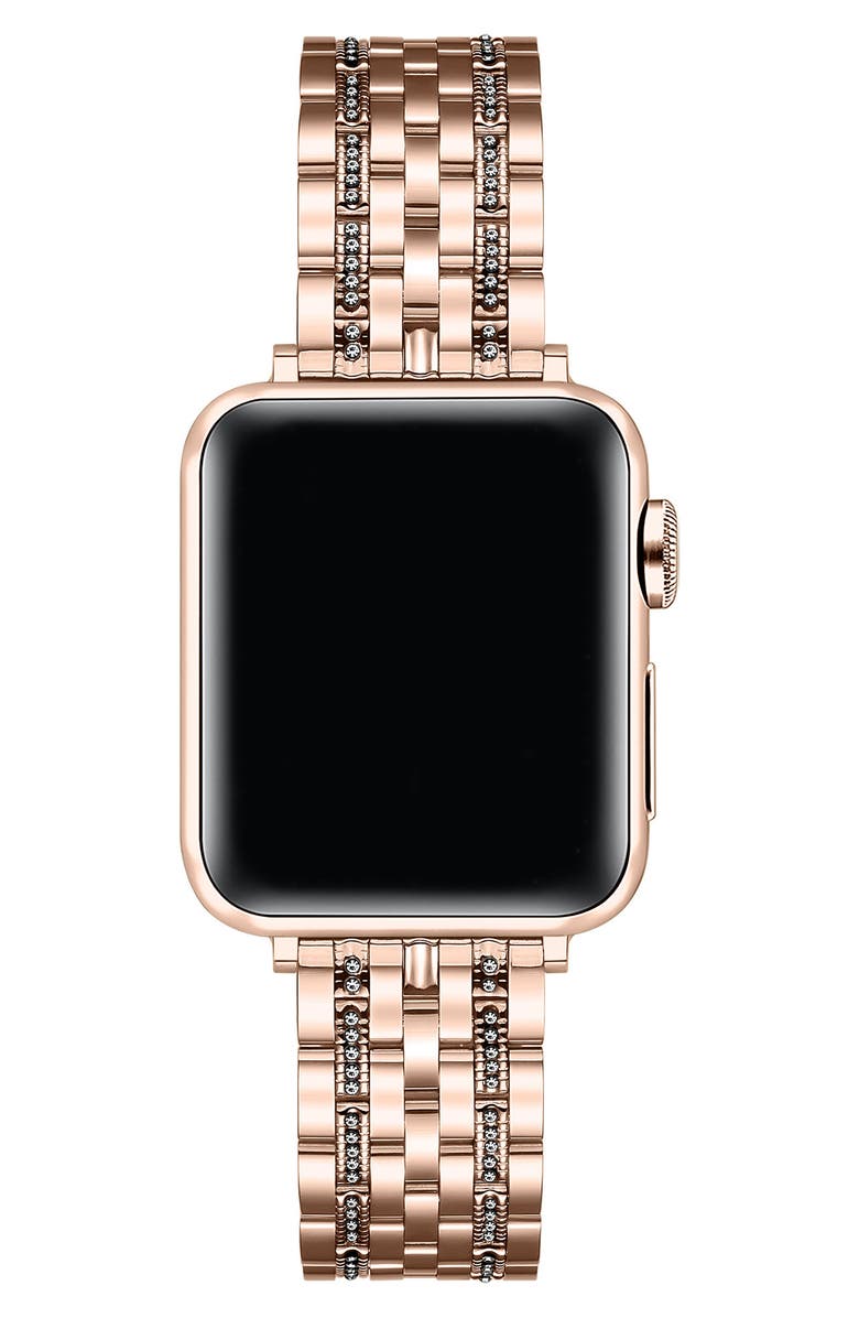 Posh Tech Remy Rhinestone & Stainless Steel Apple Watch<sup>®</sup> Watchband, Alternate, color, Rose Gold
