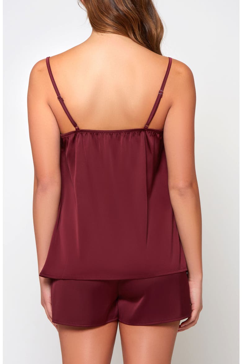Satin Lace Cami & Shorts Pajama Set, Alternate, color, Burgundy