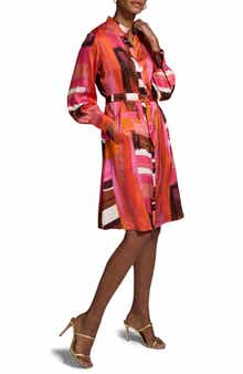 NIC+ZOE Artful Blocks Glossy Long Sleeve Shirtdress