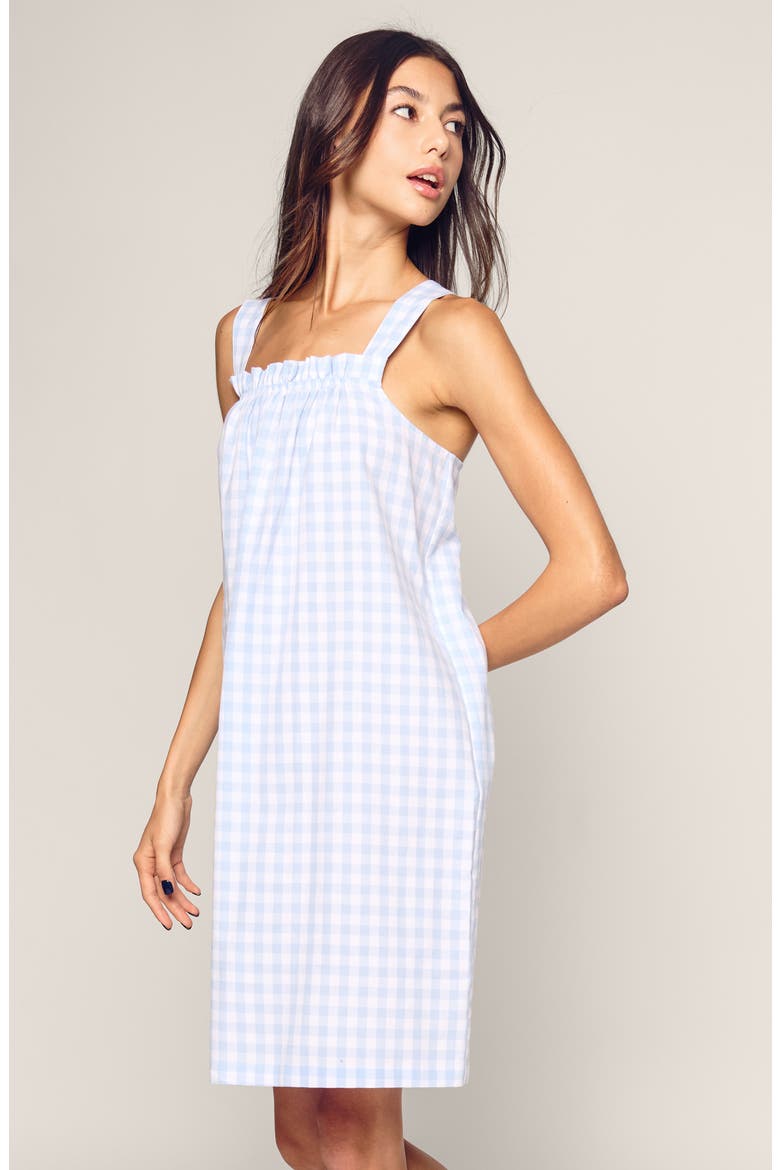 Annabelle Gingham Brushed Cotton Twill Nightgown, Alternate, color, BLUE