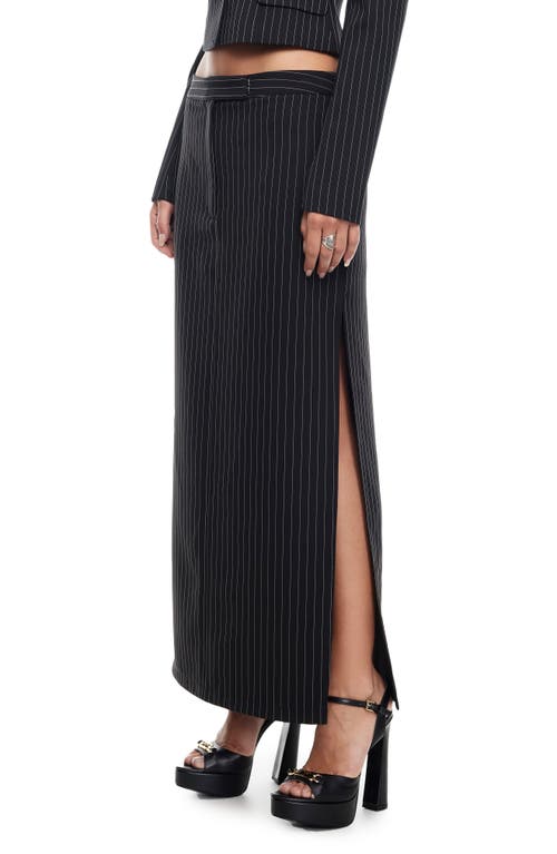 Shop Lioness Lune Pinstripe Low Rise Maxi Skirt In Onyx Pinstripe