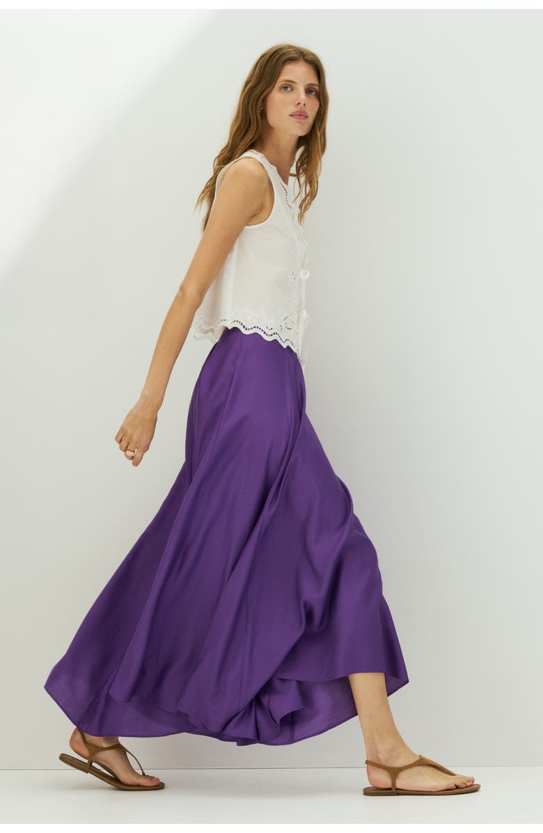 H&M Flared Viscose-blend Skirt, Alternate, color, Purple