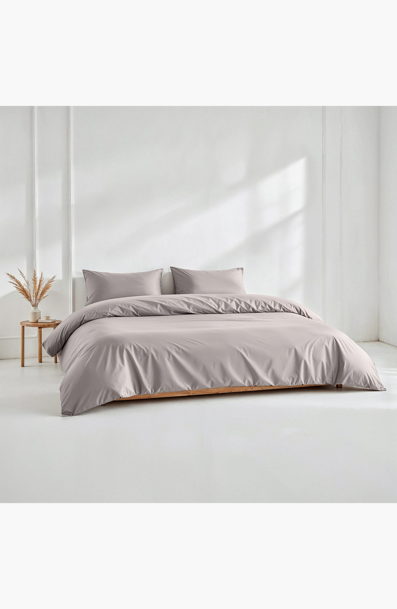 Italic Luxe Australian Sateen Duvet Cover, Alternate, color, Pebble Gray