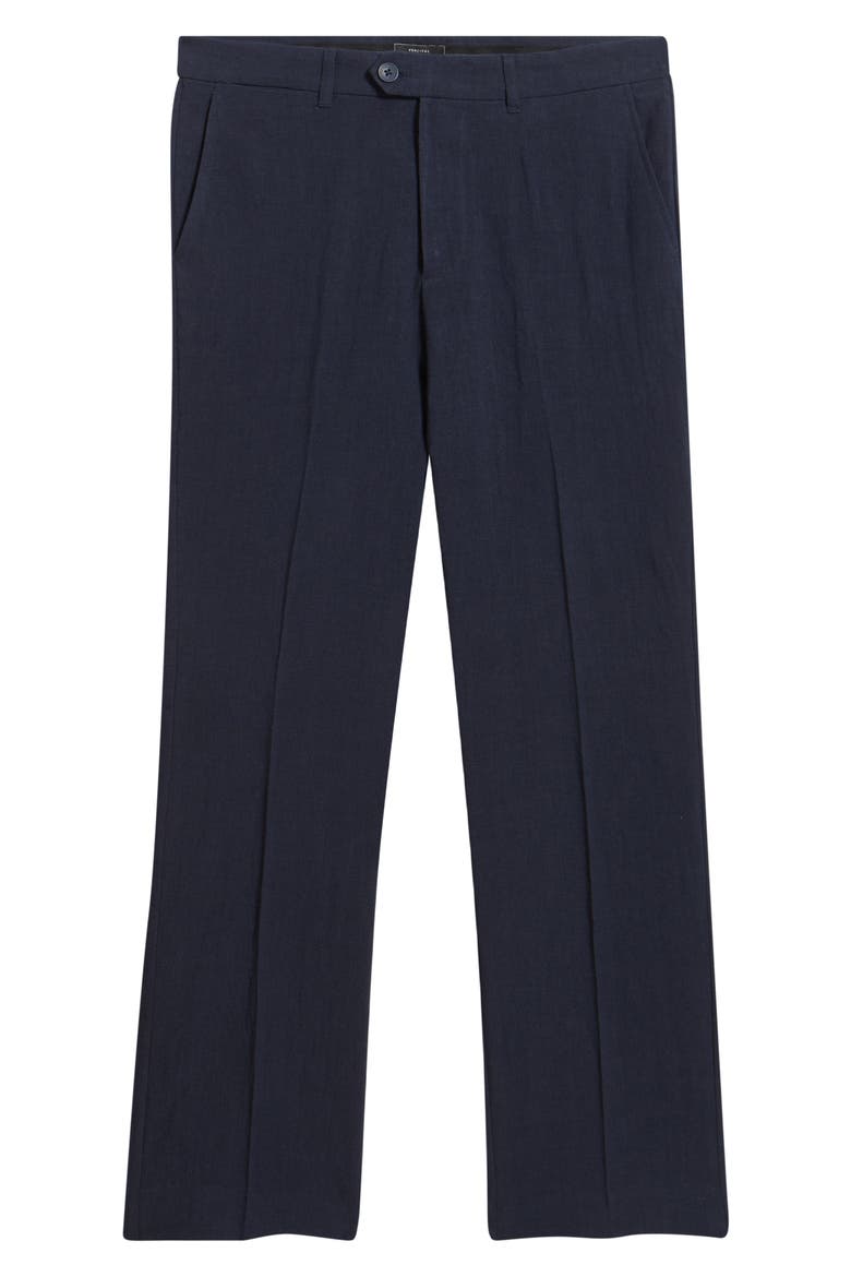 Flat Front Linen Chinos, Alternate, color, NAVY