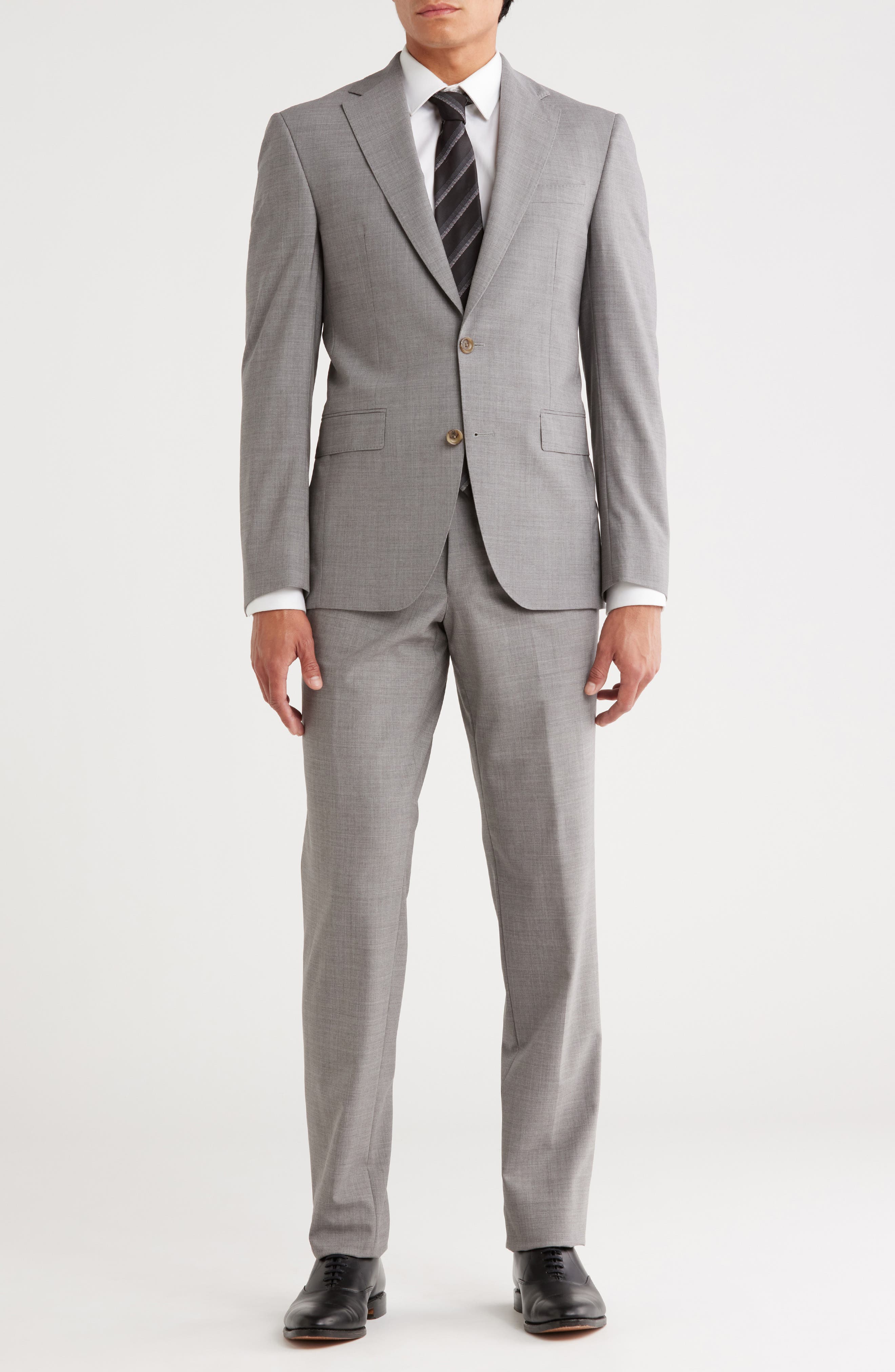 Jack Victor Esprit Grey Crosshatch Stretch Wool Suit