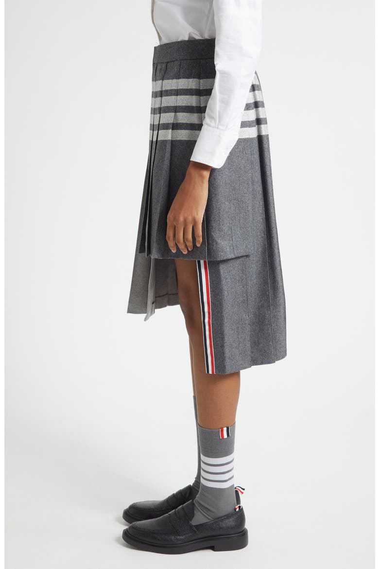 Pleated Asymmetric Mixed Media Wrap Skirt, Alternate, color, MEDIUM GREY