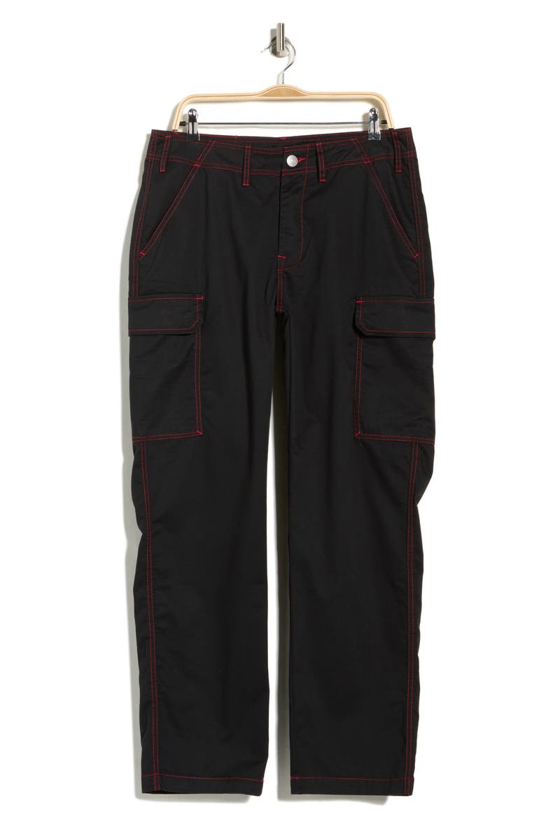 Horseshoe Outline Cargo Jeans, Alternate, color, JET BLACK / TR-V RED 2