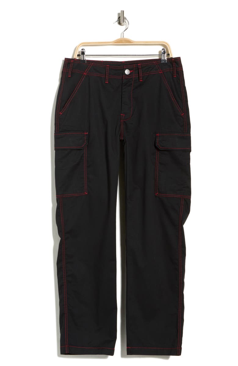 True Religion Horseshoe Outline Cargo Jeans, Alternate, color, Jet Black / Tr-V Red 2