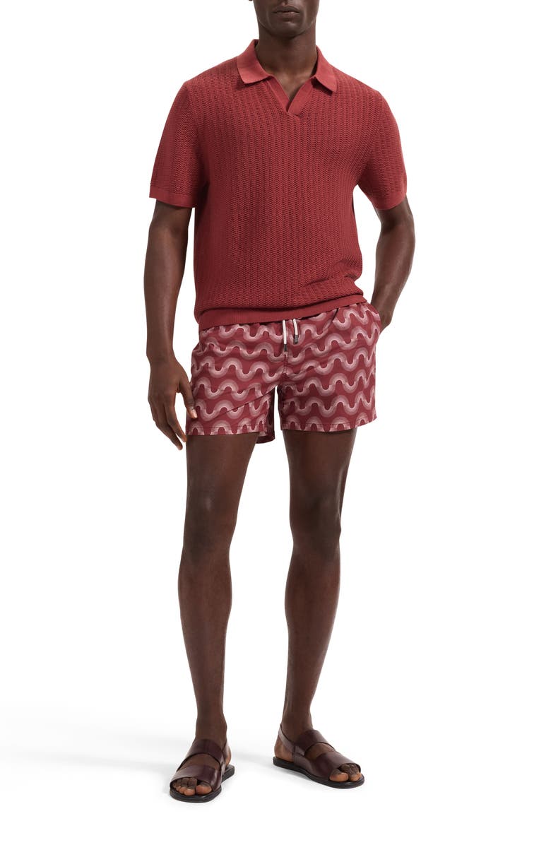 Bugatchi Pointelle Stitch Cotton & Silk Polo Sweater, Alternate, color, Rio Red