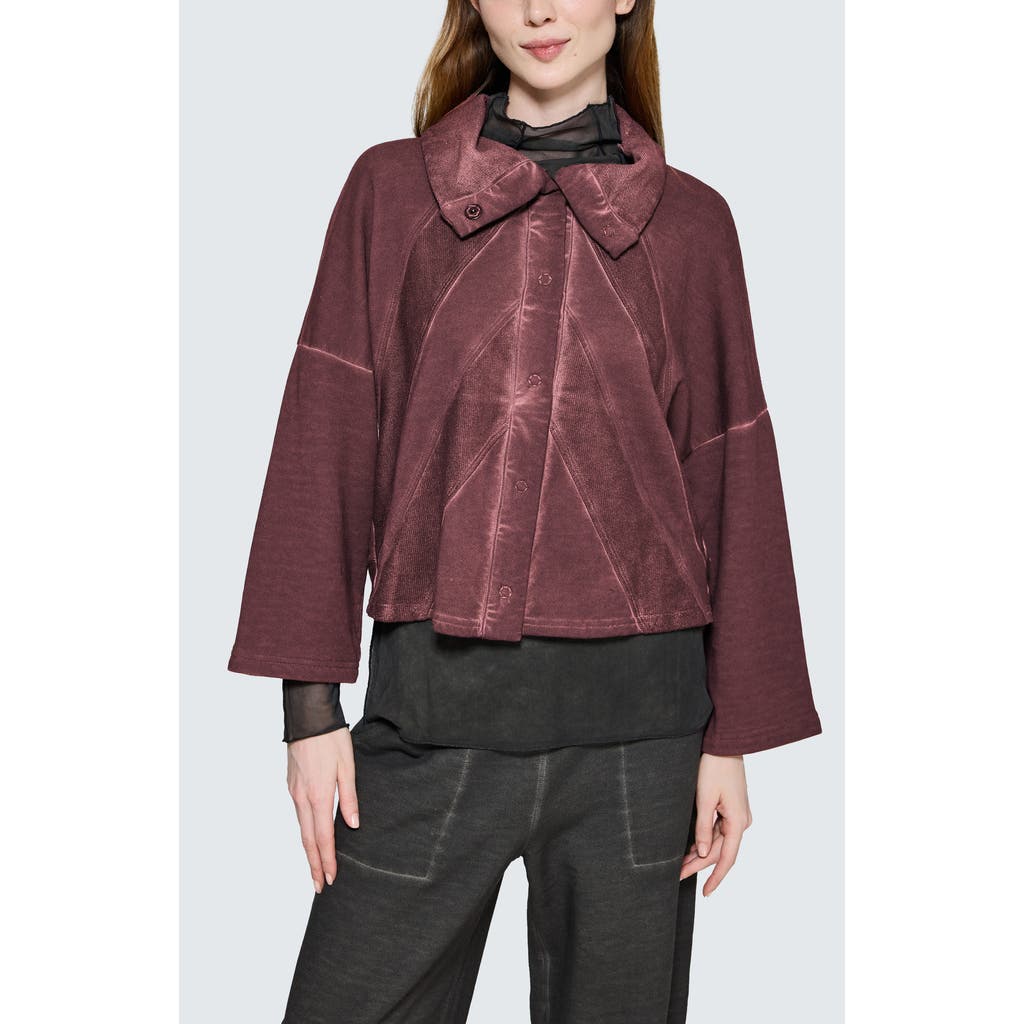 Luukaa Vera Cropped Sculptural Jacket In Burgundy