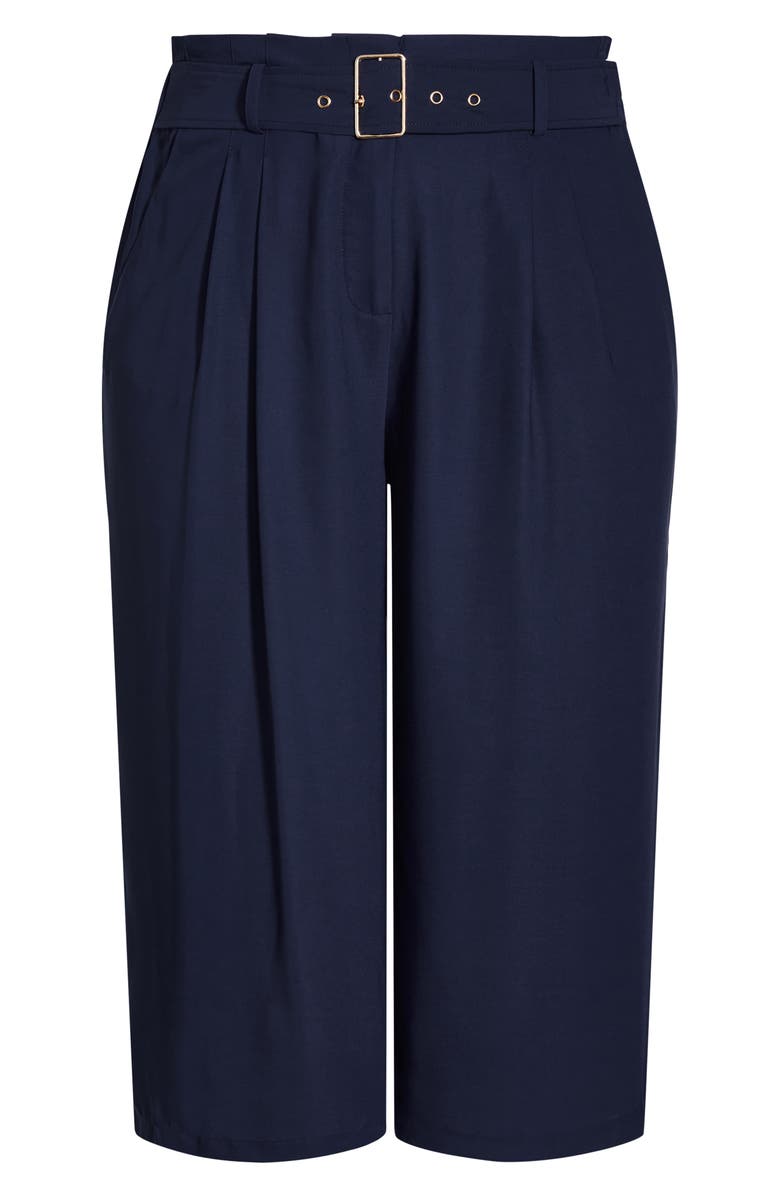 City Chic Easy Crop Belted Pants, Alternate, color, Navy