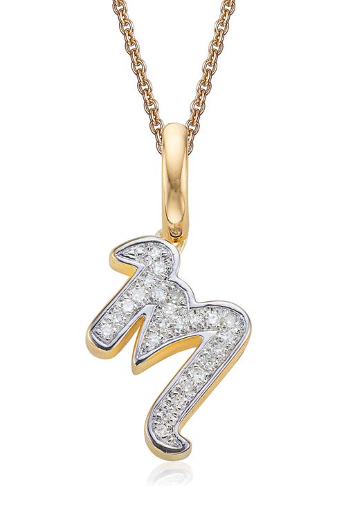 Monica Vinader Alphabet Diamond Pavé Pendant Charm in Gold/Diamond- M 