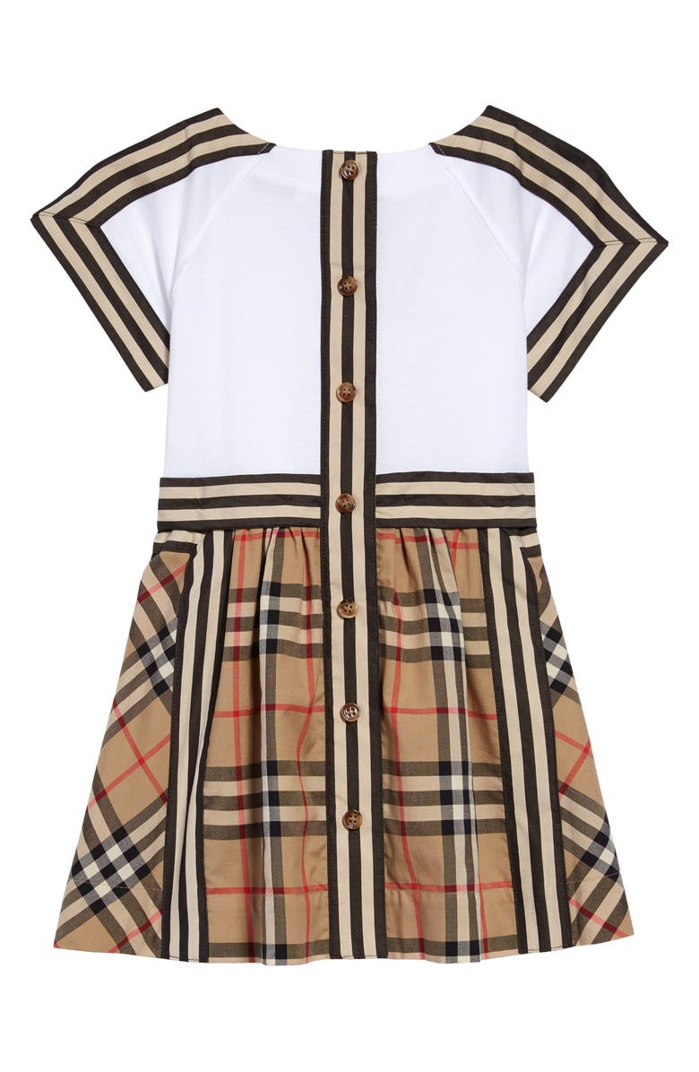Burberry Rhonda Stripe Check Cotton Dress, Alternate, color, 