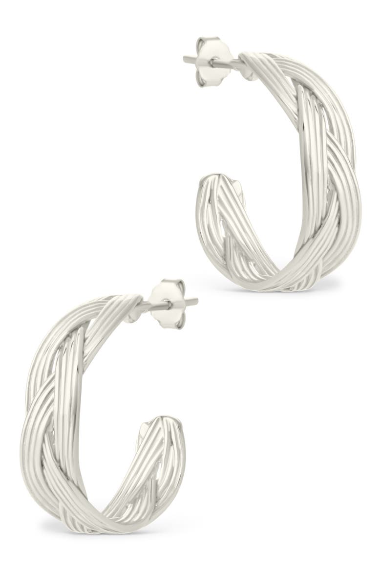 Janet Ribbed Hoop Earrings, Alternate, color, SILVER