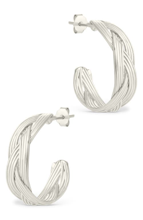 Sterling Forever Janet Ribbed Hoop Earrings In Metallic
