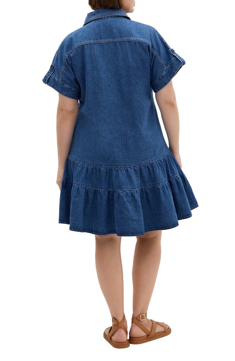 City Chic Layla Denim Shirtdress, Alternate, color, Mid Denim
